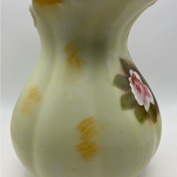 Vintage Porcelain Rose‑Pattern Pitcher with Gold Accents – Approx 6″x6.5 - Picture 4 of 8